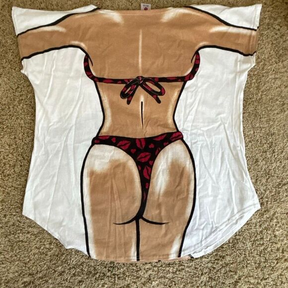 VINTAGE Body Dreams t-shirt swimsuit bathing suit cover up funny bikini shirt Sz - Picture 10 of 10